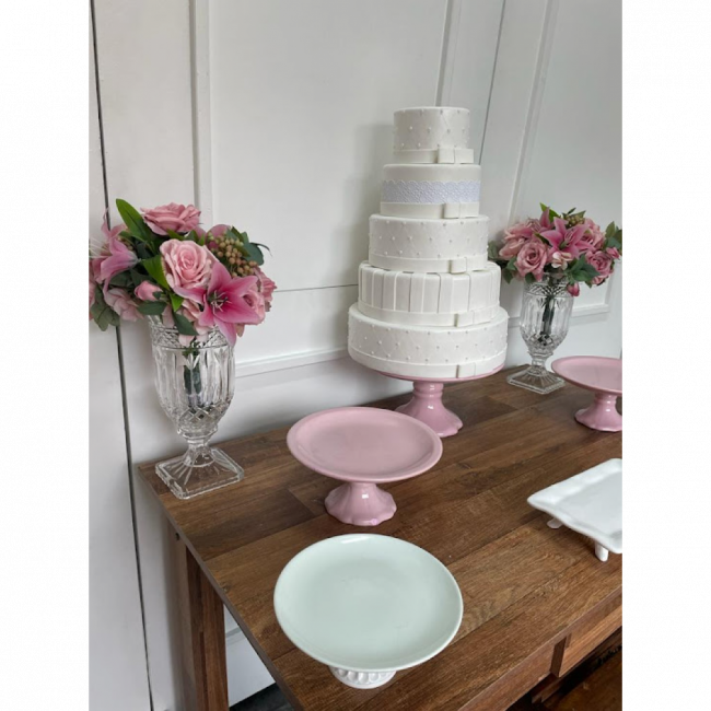 Casamento rosa e branco mesa rustica