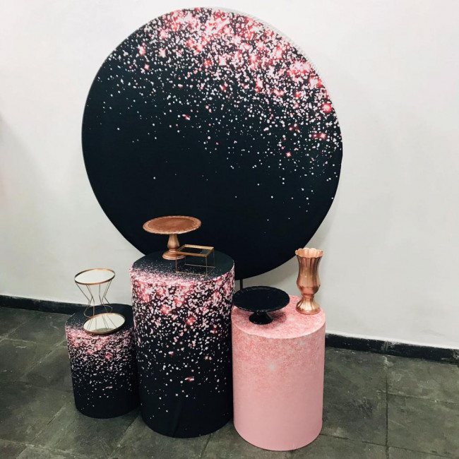 Decoração painel glitter preto e rosa (Modelo 1)