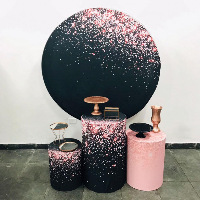 Decoração painel glitter preto e rosa (Modelo 1)