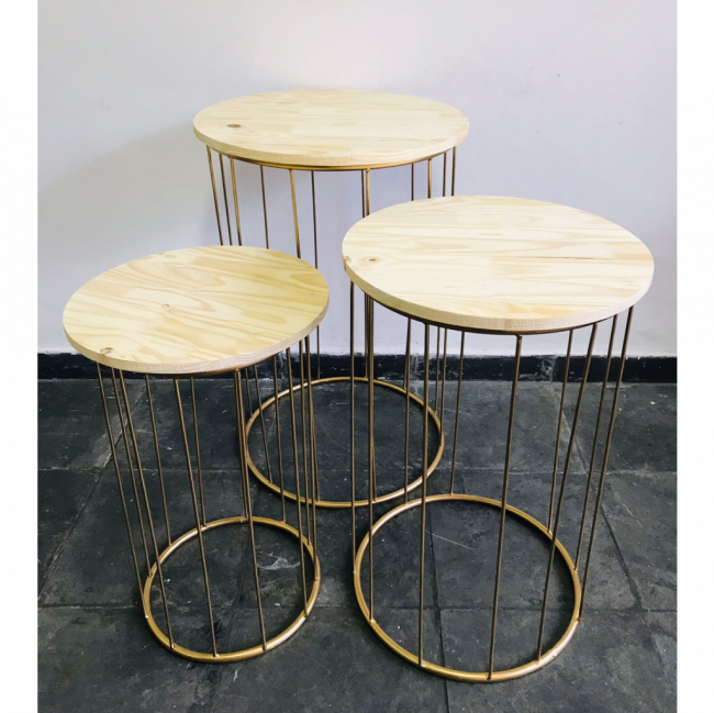 Trio de mesas safira (Dourada)