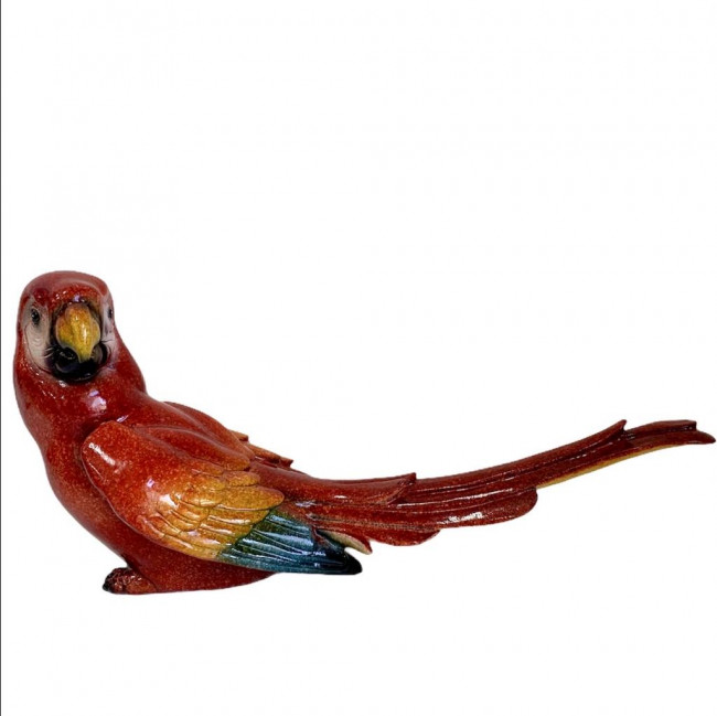 Pássaro - Arara Decorativa de Resina Vermelha 30cm