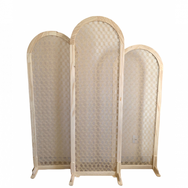 Painel Arco Loom madeira e trama natural - G