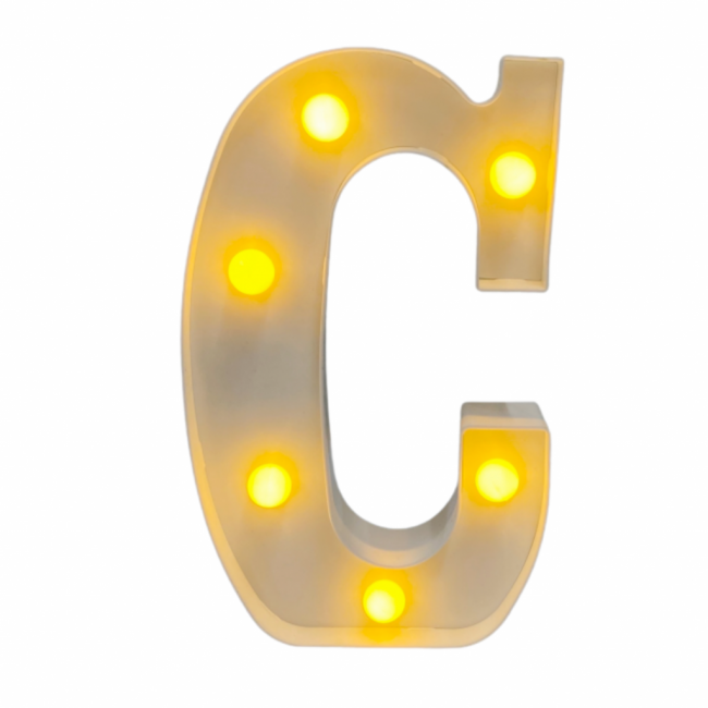LETRA LED C LUMINOSA BRANCA (C 14 CM | L 5 CM | A 22 CM)