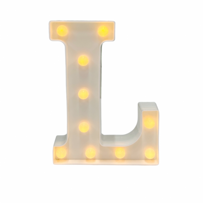 LETRA LED L LUMINOSA BRANCA (C 14 CM | L 5 CM | A 22 CM)