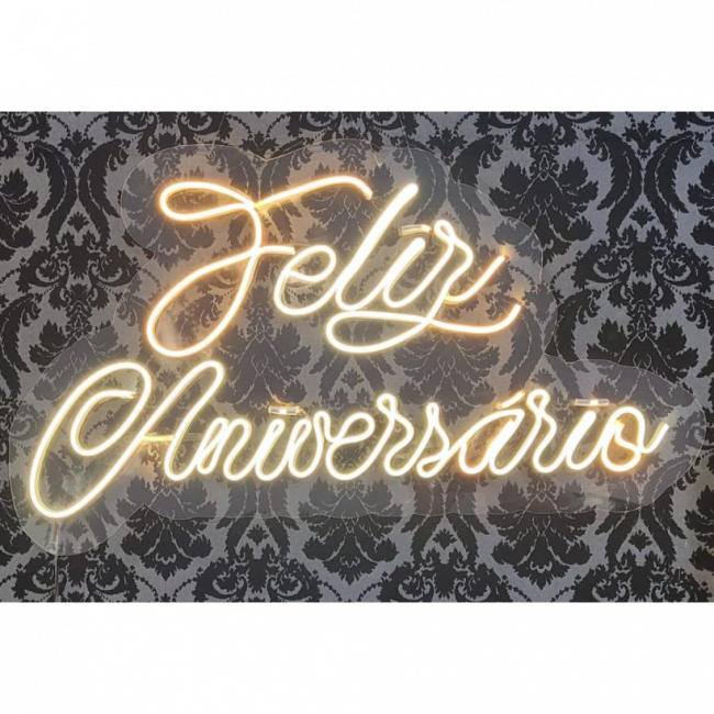 LUMINOSO LETREIRO LED ACRILICO FELIZ ANIVERSARIO 78CM C X 40CM A BIVOLT HAPPY BIRTHDAY