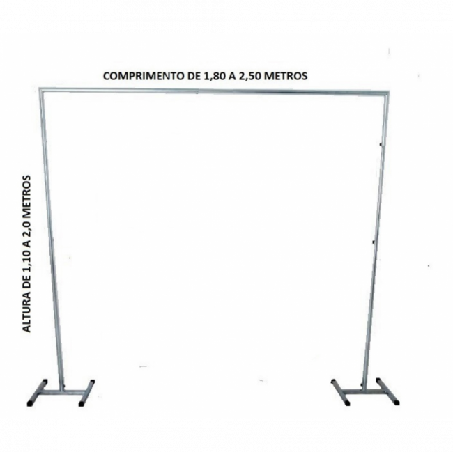 PAINEL RETANGULAR DE FERRO REGULÁVEL PRATEADO 1,10 METROS (ALTURA MÁX 2mA  x MIN 1,10mA) (COMPRIMENTO MÁX 2,50mC X MIN 1,80mC)